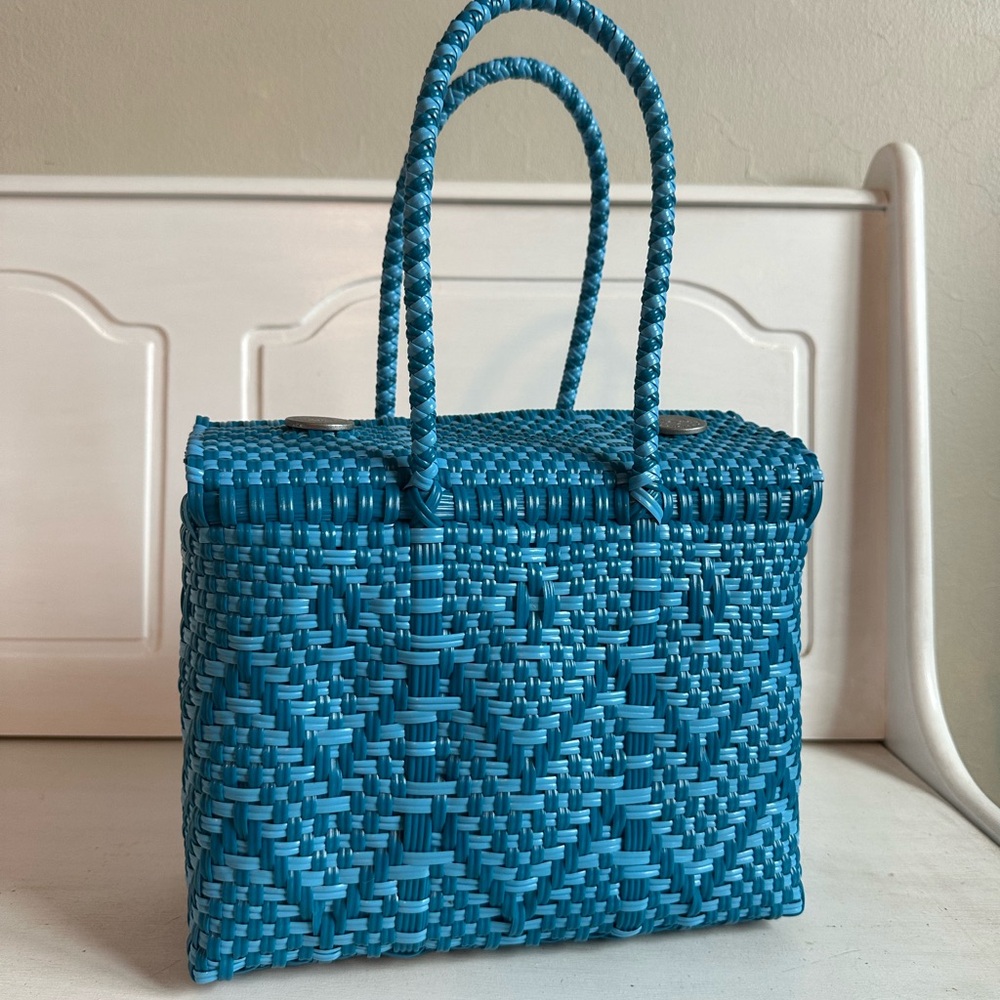 El Cholo’s Kid Blue Chevron Tote with Woven Texture - never used.
